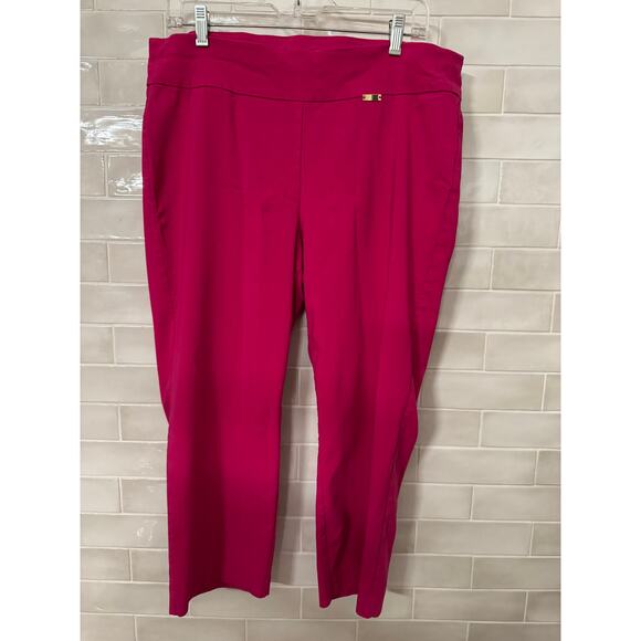 INC International Concepts Women’s 16W Hot Pink Stretch Pull-On Pants Capri - Picture 3 of 3